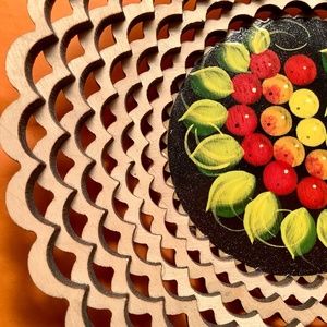 Holiday centerpiece latticed wood bowl, fruit bowl party decor, design entertain